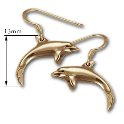 Dolphin Earrings in 14k Gold