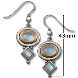 Moonstone Earrings in Silver and Gold