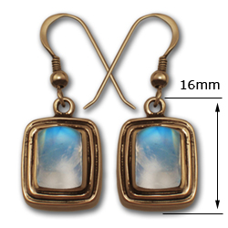 Rainbow Moonstone Earrings in 14k Gold
