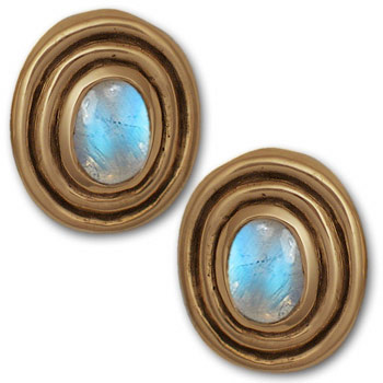 Moonstone Earrings in 14k Gold