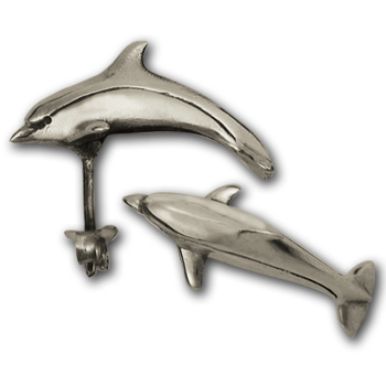Dolphin Stud Earrings in Sterling Silver