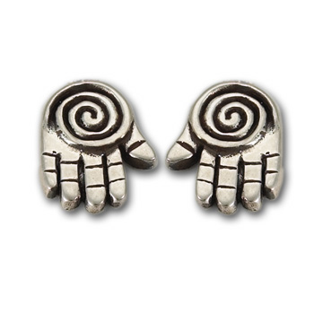Spiral Hand Stud Earrings in Sterling Silver