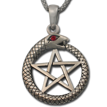 Ouroboros Pendant w/ Pentacle in Sterling Silver