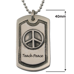 "Teach Peace" Dog Tag in .925 Sterling