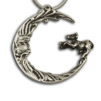 Cow jumping the Moon Pendant in Silver