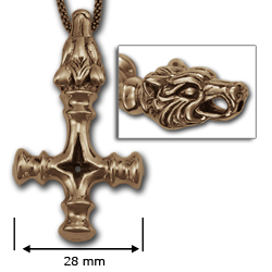Thors Hammer (Wolf) Pendant in 14K Gold