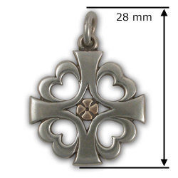Knights Templar Cross Pendant in Silver & Gold