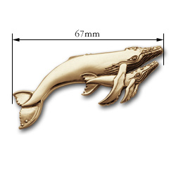 Mother & Calf Grey Whale Pin in 14k Gold