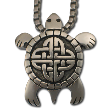 Celtic Turtle Pendant in Sterling Silver