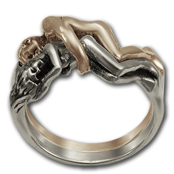 Tantric Lovers' Ring in Silver & Gold