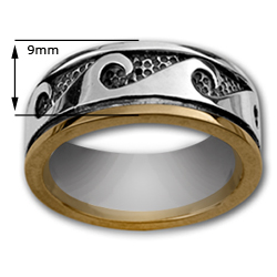 Wave Ring in 14K White & Yellow Gold