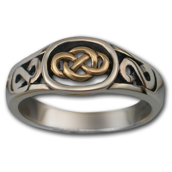 Celtic Knot Ring (Sm) in Silver & Gold