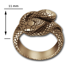 Small Double Headed Snake Ring in 14k Gold