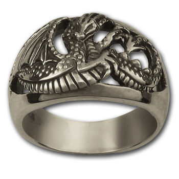Elegant Dragon Ring in Sterling Silver