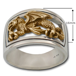 Welsh Dragon Ring in Silver & Gold