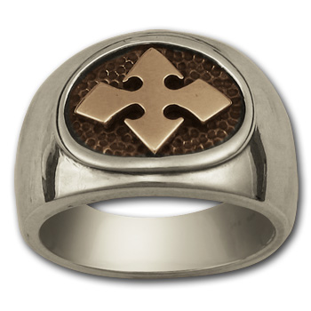 Bikers Cross Ring in Silver & Gold