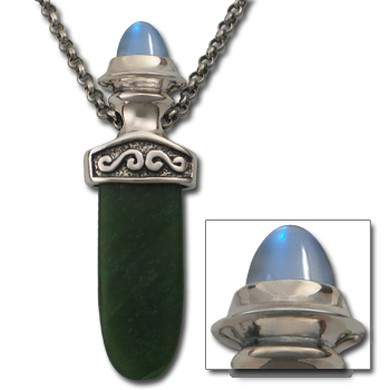 Celtic Pendant with Jade Tongue in Sterling