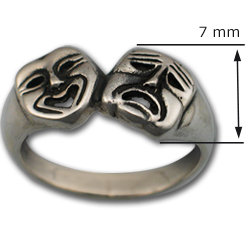Comedy Tragedy Ring in Sterling Silver
