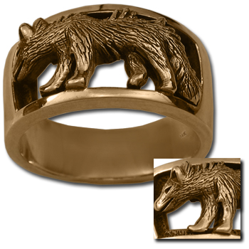 Wolf Ring in 14k Gold