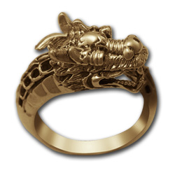 Chinese Dragon Ring in 14k Gold