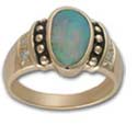 Opal Ring in 14k Gold w/ Diamonds