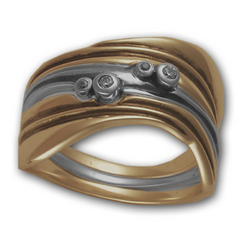 Three-Part Gaudi Ring in Silver and Gold