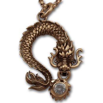 Eastern Dragon Pendant in 14K Gold