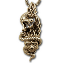 Serpent & Skull Pendant in 14K Gold
