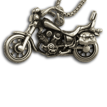 Motorcycle Pendant in Sterling Silver