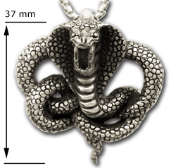 King Cobra Pendant in Sterling Silver